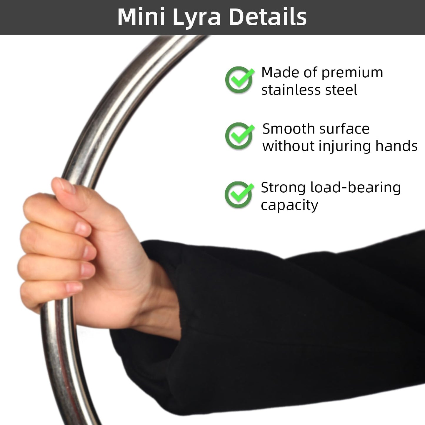 PRIOR FITNESS Mini Lyra Hoop Set, 17 Inch Small Aerial Hoop Kit, Circus Aerial Equipment, Stainless Steel Yoga for Home Fitness