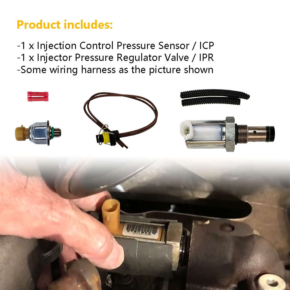 6.0 IPR Valve with ICP Sensor and Pigtail | Replacement for 2003-2010 F250 F350 F450 F550 E450 Super Duty Excursion, 04-10 E350 E450 | Replace# CM-5126, 1846057C1, 4C3Z-9F838-A, 1845428C91