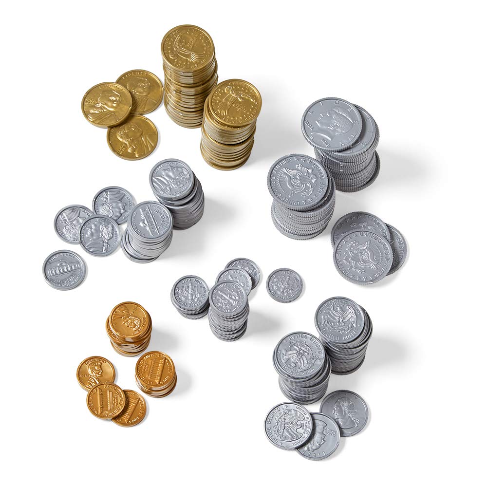 hand2mind Play Money for Kids, Realistic Fake Plastic Coins Set, Great for Pretend Play Money, Game Money Or Counting Money (Bulk Classroom Set of 500), Multi (866)