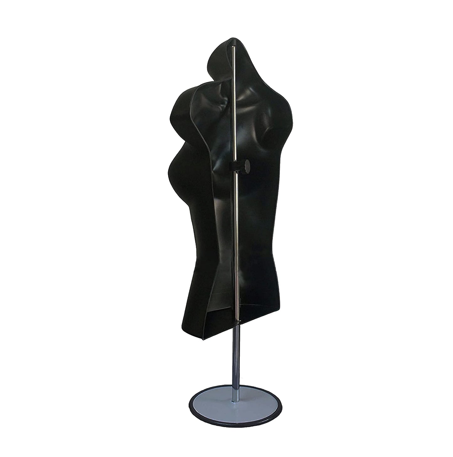 DisplayTown Male and Female Mannequin Torso with Metal Stand Hollow Back Body Stackable Dress Form for Tshirt Display, Countertop, Craft Shows, S-M Size (Black, Set of 1)