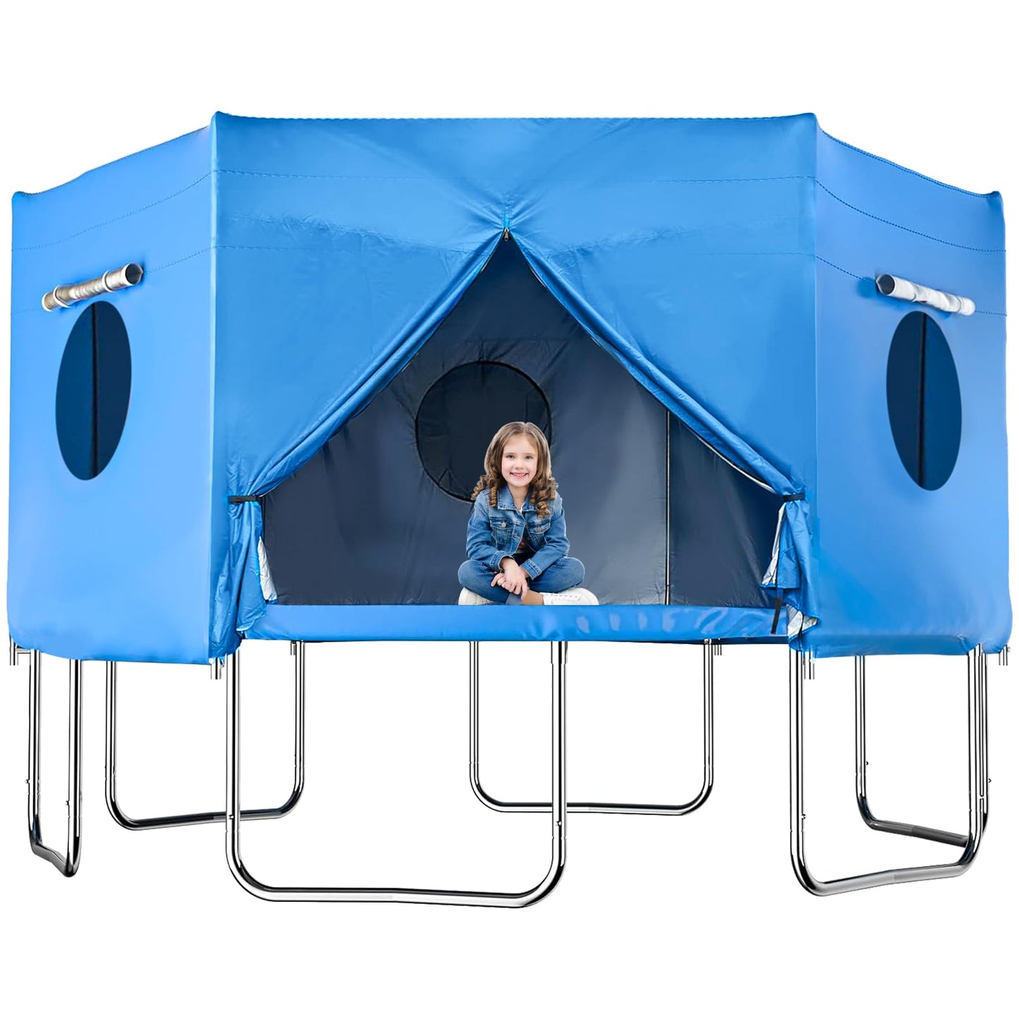 14FT 6 Straight Poles Trampoline Tent, Premium Oxford with Sunscreen Coating TrampolineTent Cover, Outdoor Fun for Kids,Protect from Sun (Tent Only)