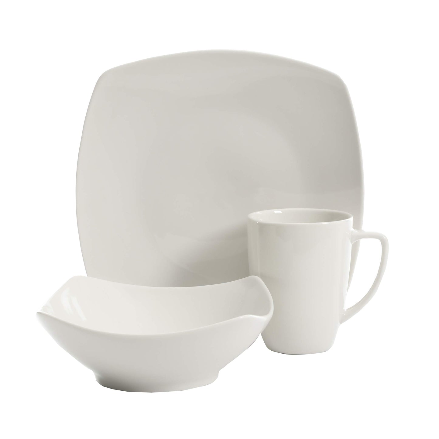 Gibson Home Zen Buffet (Service for 8) 24 Piece Plates and Bowls Porcelain Solid Color Dishes Ceramic Dinnerware Set - White