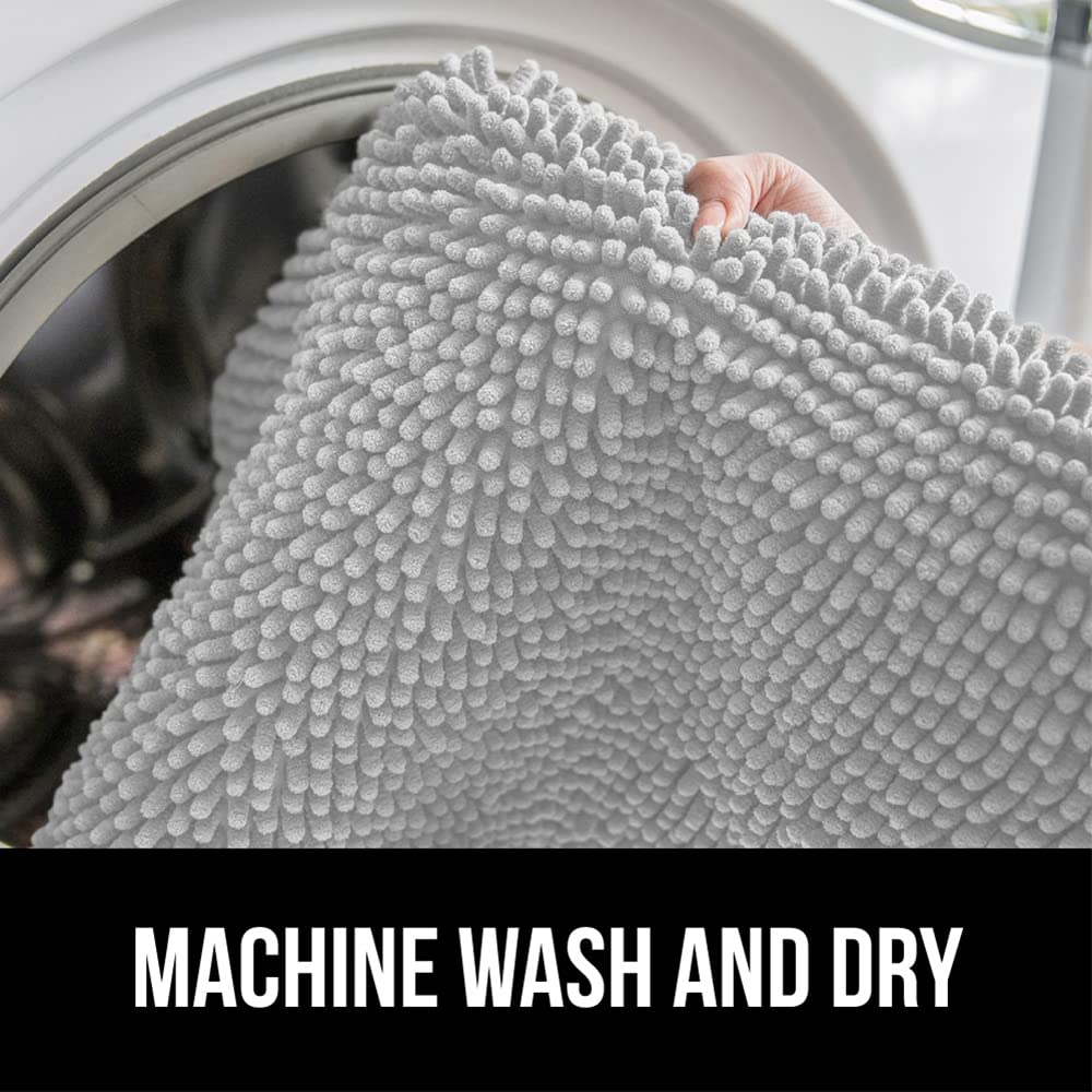 GORILLA GRIP Bath Rug Mat 70x24, Thick Soft Absorbent Chenille, Quick Dry Microfiber Mats, Rubber Backing Machine Washable Shower Floor Rugs, Bathmat Runner, Bathroom Home Decor Accessories Light Gray