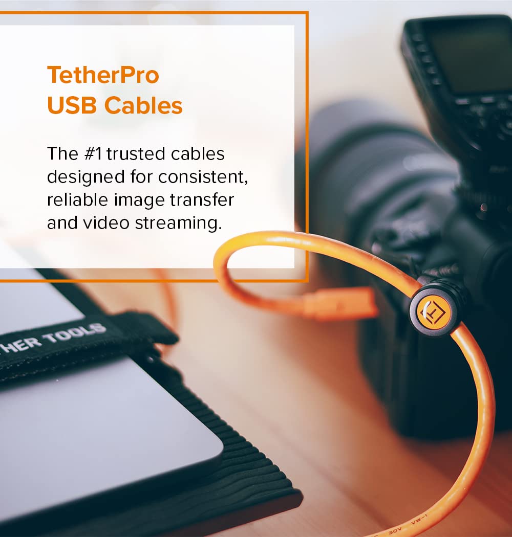 TetherPro USB-C to USB-C 5Gbps Gen 1, Right Angle, 15' (4.6m), High-Visibility Orange
