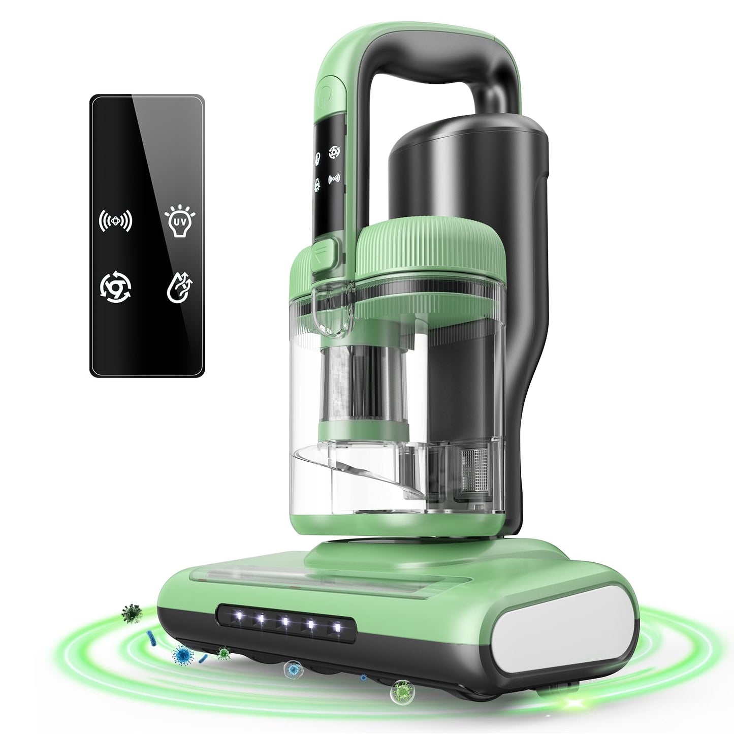 MYUAKO Mattress Vacuum Cleaner Bed Vacuum Versatile Handheld Vacuums with 500W 18Kpa Power Suction & 253.7nm U-V-C Light & Heating Tech & 30000 RPM/Min Brush Roll Rotation Corded