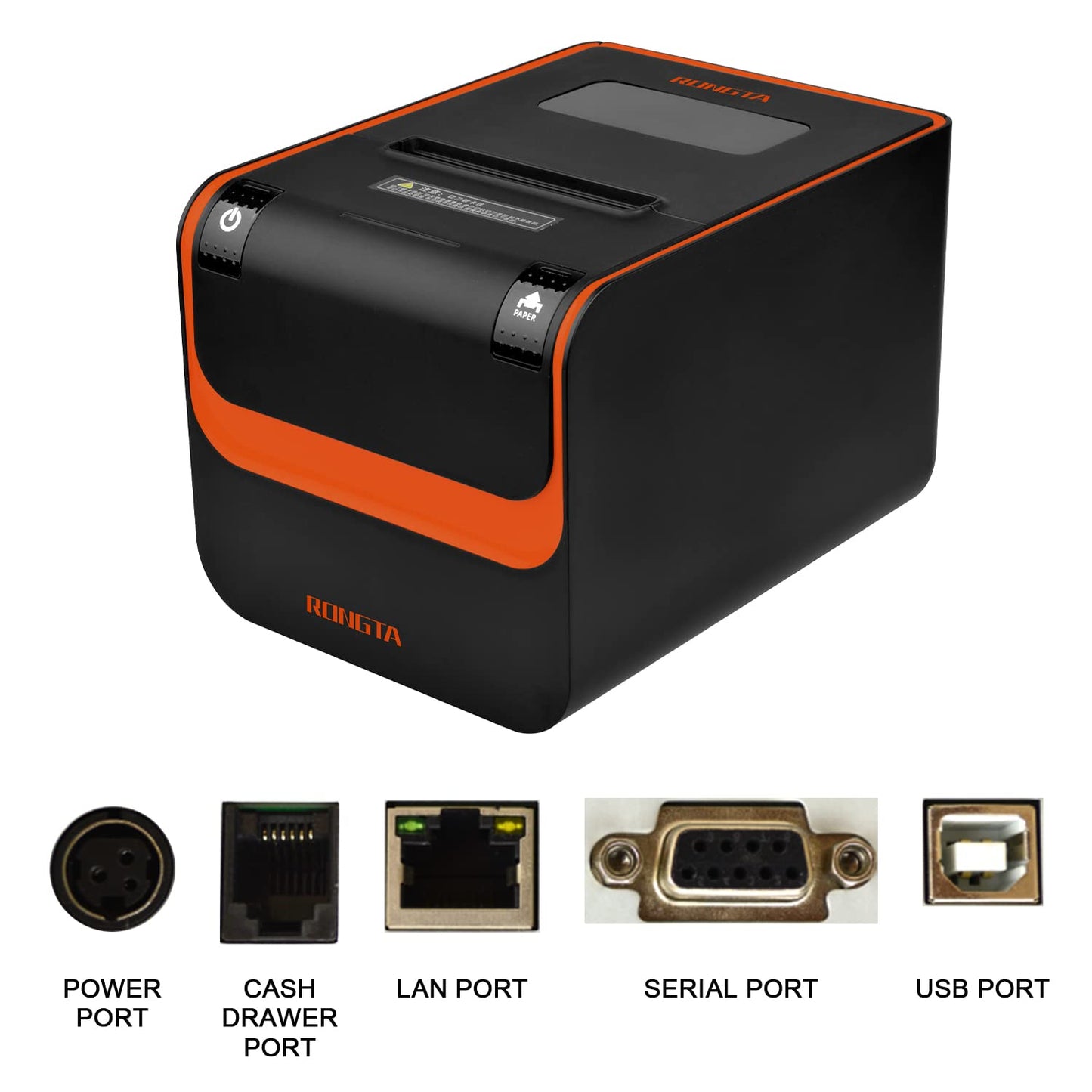 Rongta POS Printer, 80mm Direct Thermal Receipt Printers with Auto Cutter, USB Serial Ethernet Interface, Support Windows/Mac/Linux Cash Drawer, Restaurant Kitchen Printer for ESC/POS (RP332)