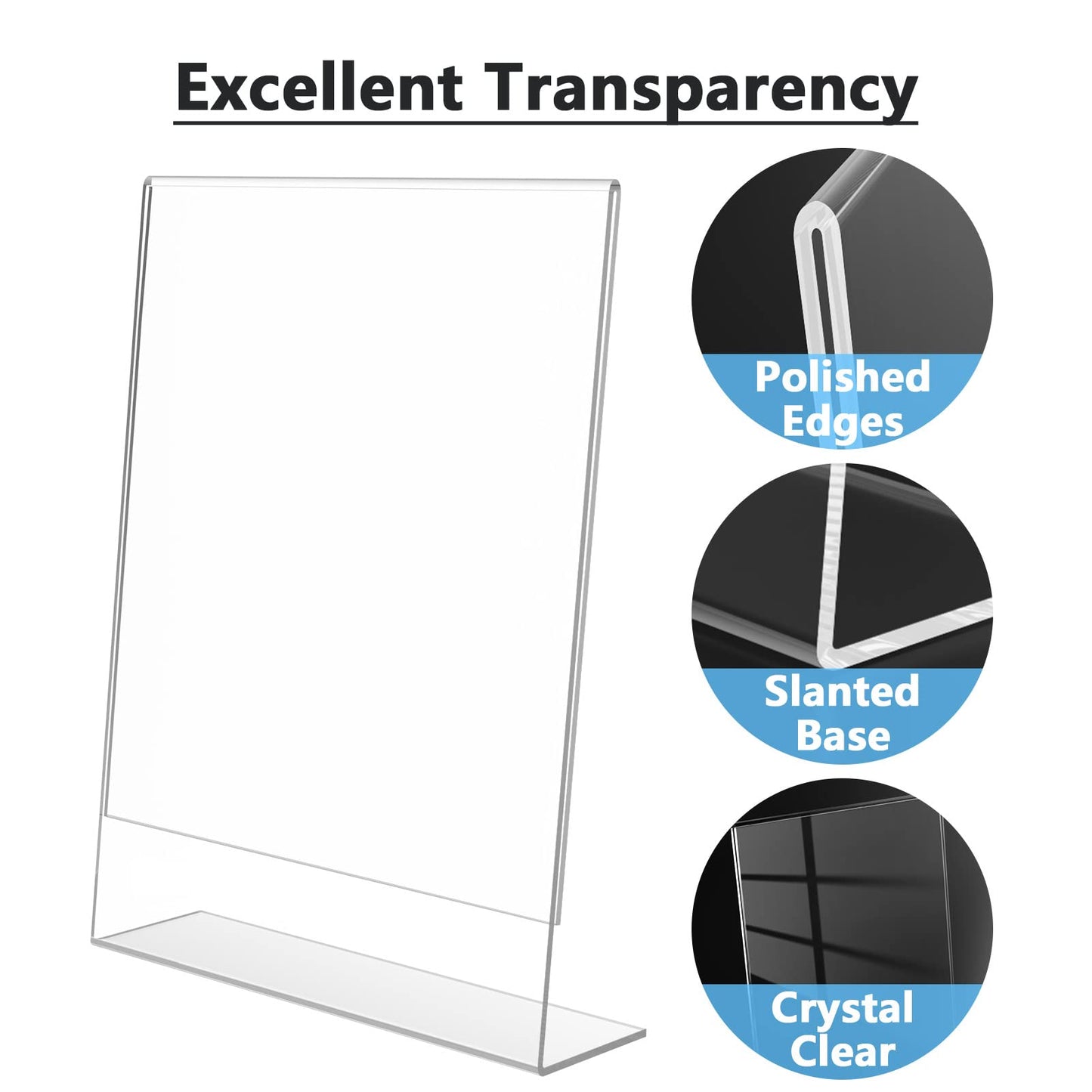 MaxGear Acrylic Sign Holder 8.5 X 11 inches Slant Back Sign Holder Clear Sign Display Holder Plastic Display Stands Table Sign Display Holder for Office, Home, Store, Restaurant - Vertical, 12 Pack