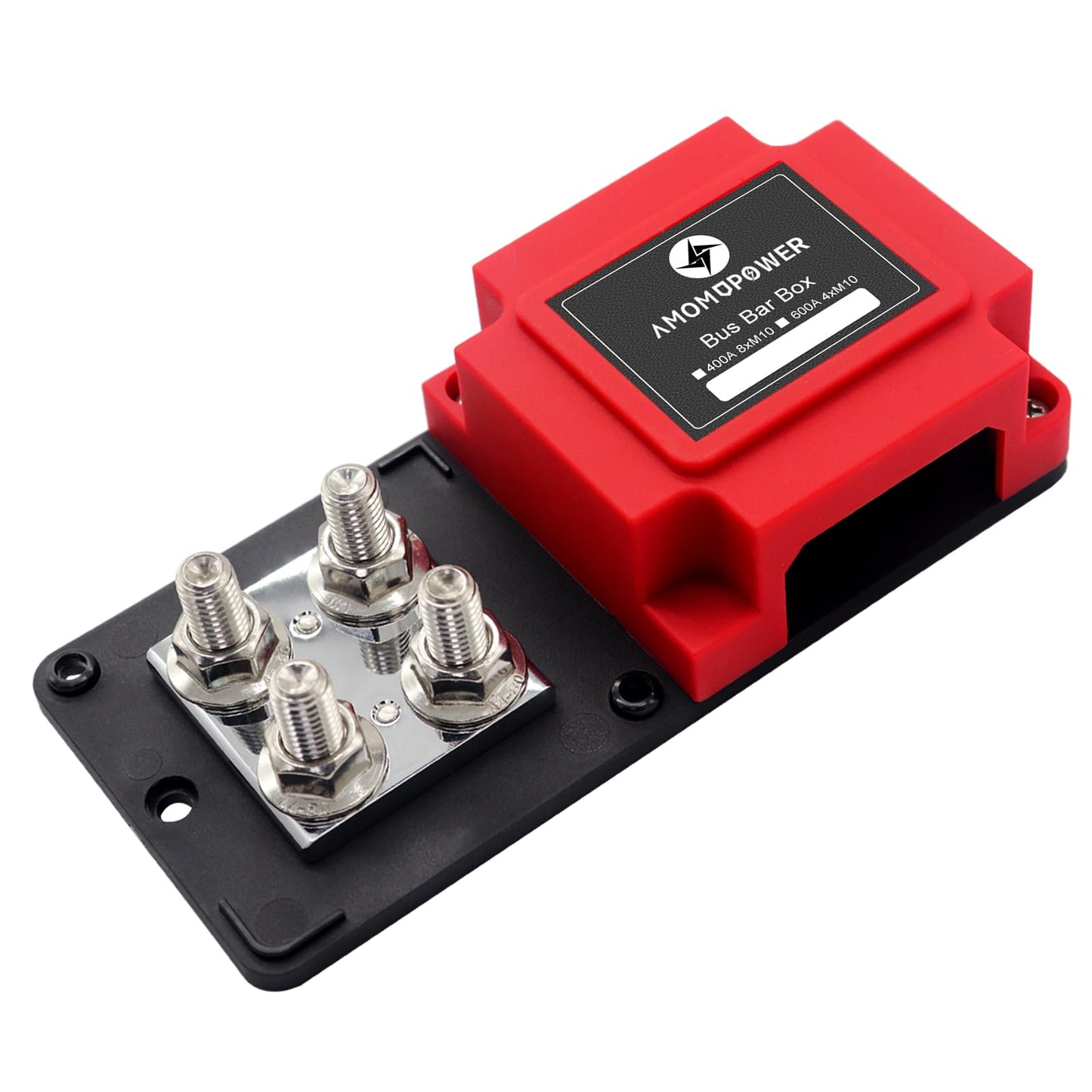 AMOMD Heavy Duty 400A 12-48V Tin-Plated Copper Block Bus Bar 8xM10(3/8") Studs Independent Modular Positive Negative Ground Battery Junction Block Buss Bar for Solar System Marine Truck Boat