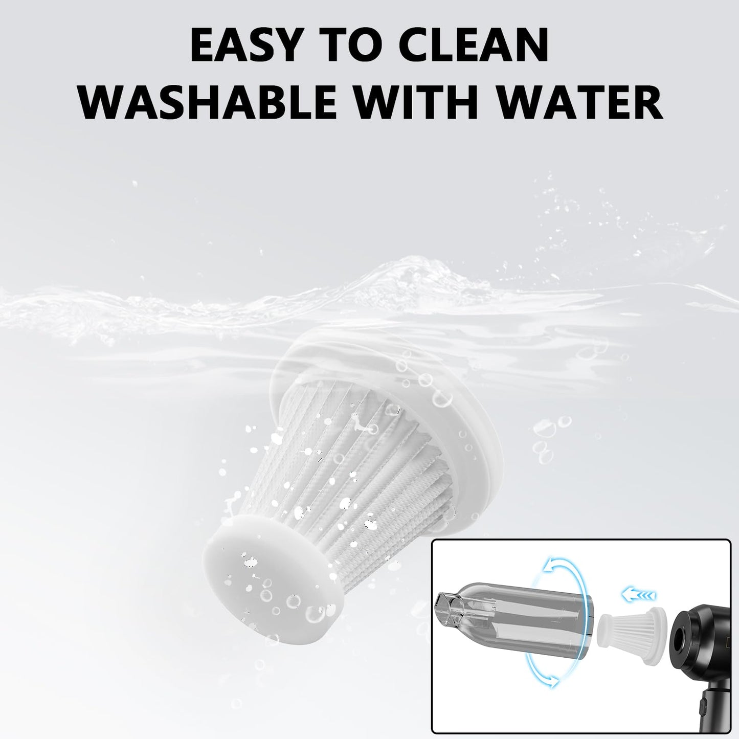 HRYCF Professional Car Vacuum Cleaner, 20000Pa Powerful Handheld Vacuum for Car Interior Cleaning, Portable Cordless Mini Vacuum with Brushless Motor & Crevice Tool for Car