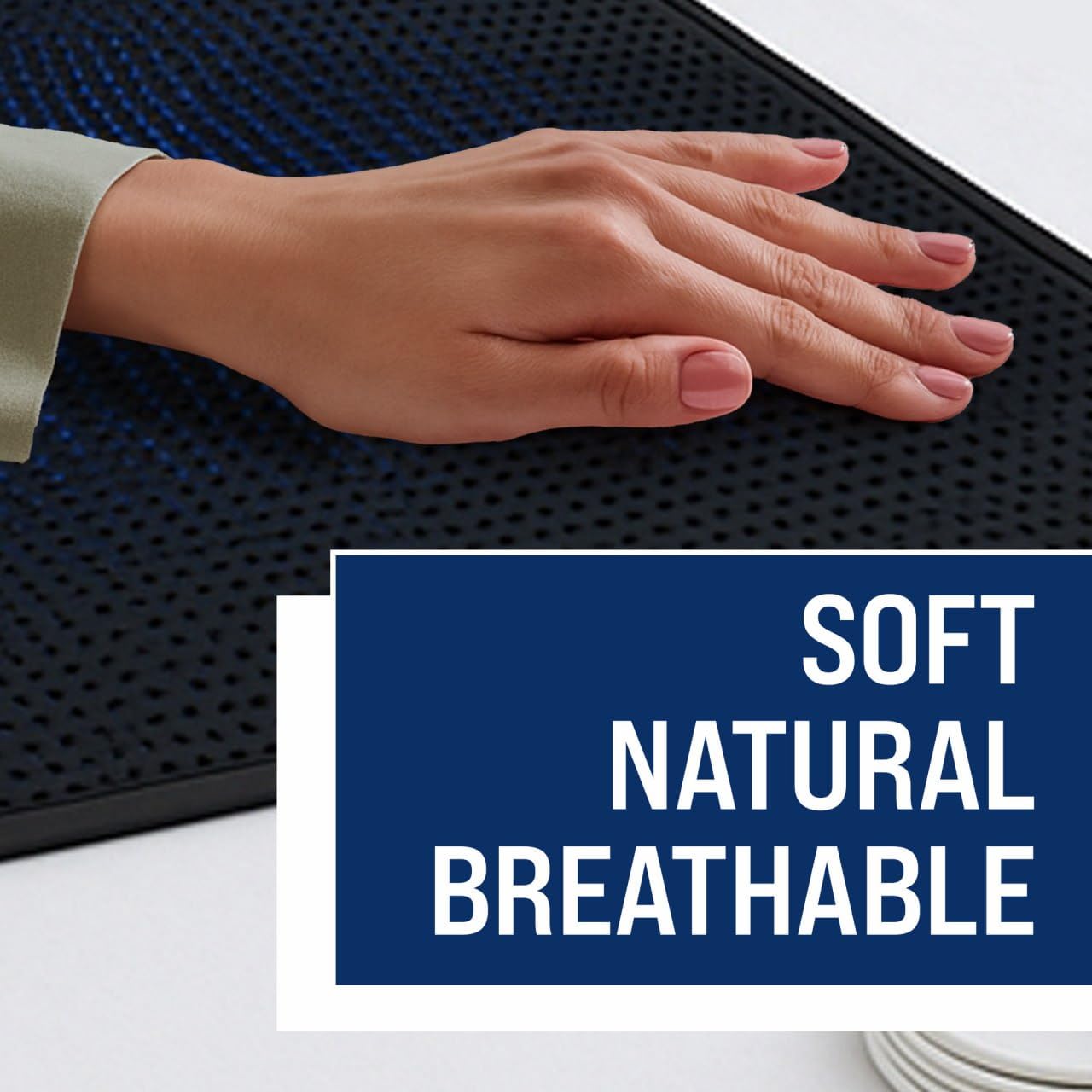 EcoHeal Luxury Tourmaline Grounding Mat Queen 59” x 27” for Bed & Desk – Conductive PU Leather Surface, SGS Certified, Includes Silver Sleep Mask & 15ft Cord