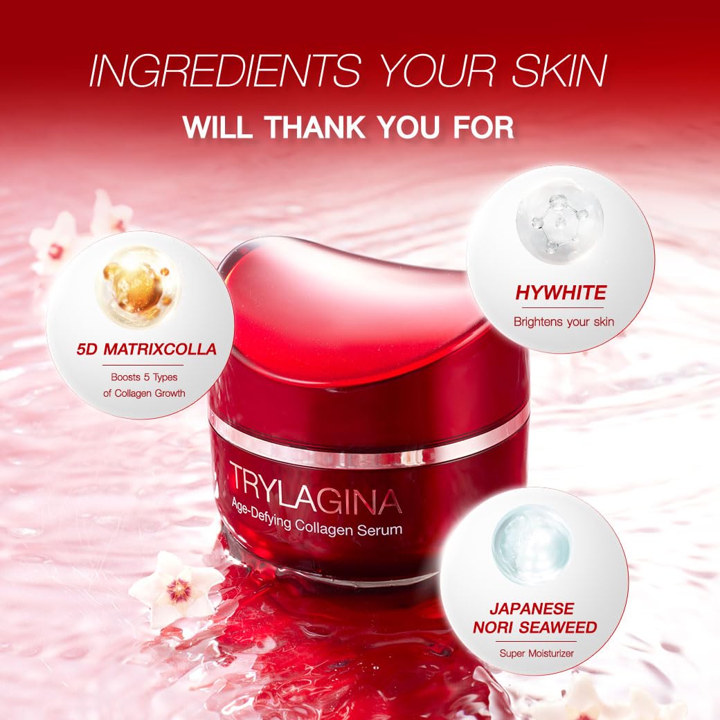 Trylagina 12X Age-Defying Collagen Serum, Anti Aging Face Cream, Anti Wrinkle Cream for Women, Face cream for Women Anti Aging the Best One, Anti Aging Skin Care, Brightening Serum, Hydration - 1.05oz