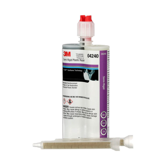 3M Semi-Rigid Plastic Repair 04240, Strong Adhesion, Long Lasting, Fast Curing, Dual Syringe, 200 mL Cartridge