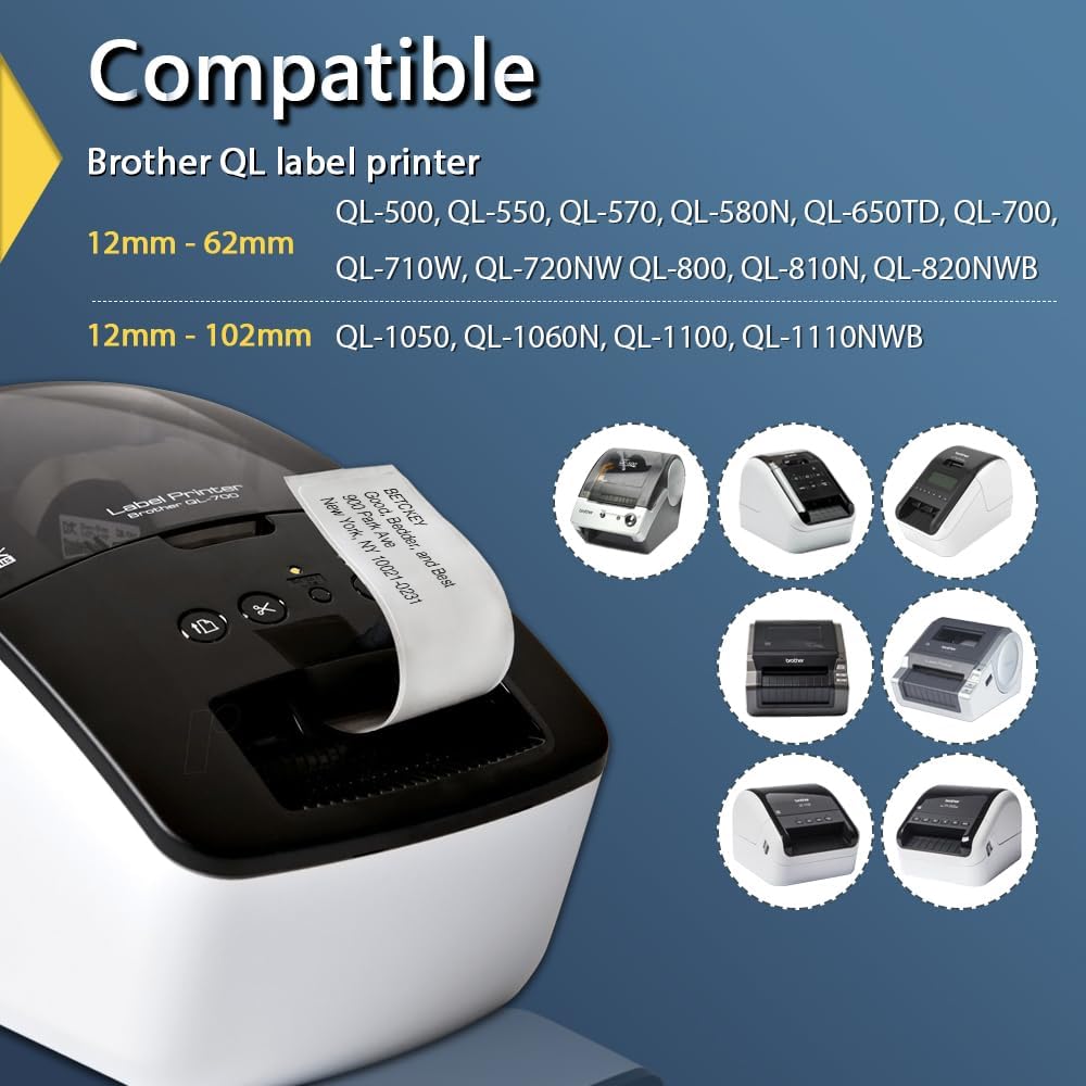 BETCKEY - Compatible Shipping Labels Replacement for Brother DK-1202 (2.4 in x 3.9 in), Use with Brother QL Label Printers [10 Rolls/3000 Labels]