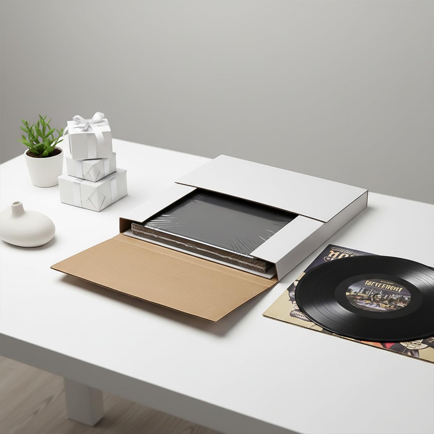 ZSZMFH 20 Pack Vinyl Record Shipping Boxes, 12.5" x 12.5" x 1" LP Record Mailer Boxes with Foam Pouches, Perfect for Mailing LP Records, Record Album Mailer, Album Box