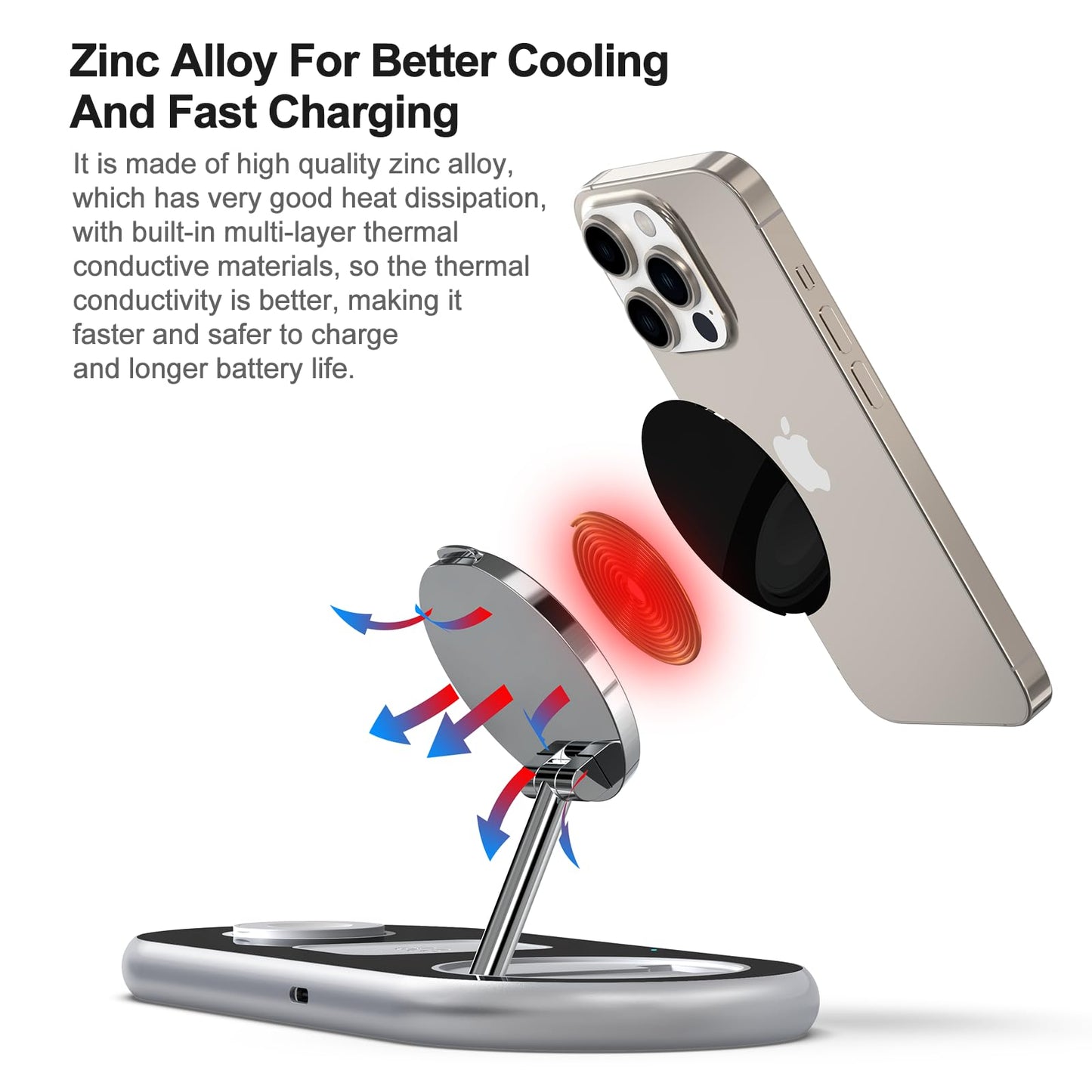 3 in 1 Charging Station for Apple Devices, Faster Mag-Safe Charger Stand, Magnetic Wireless Charger Station for iPhone 16 15 14 13 12 Pro Max Plus, Apple Watch iwacth & AirPods, Adjustable Angle