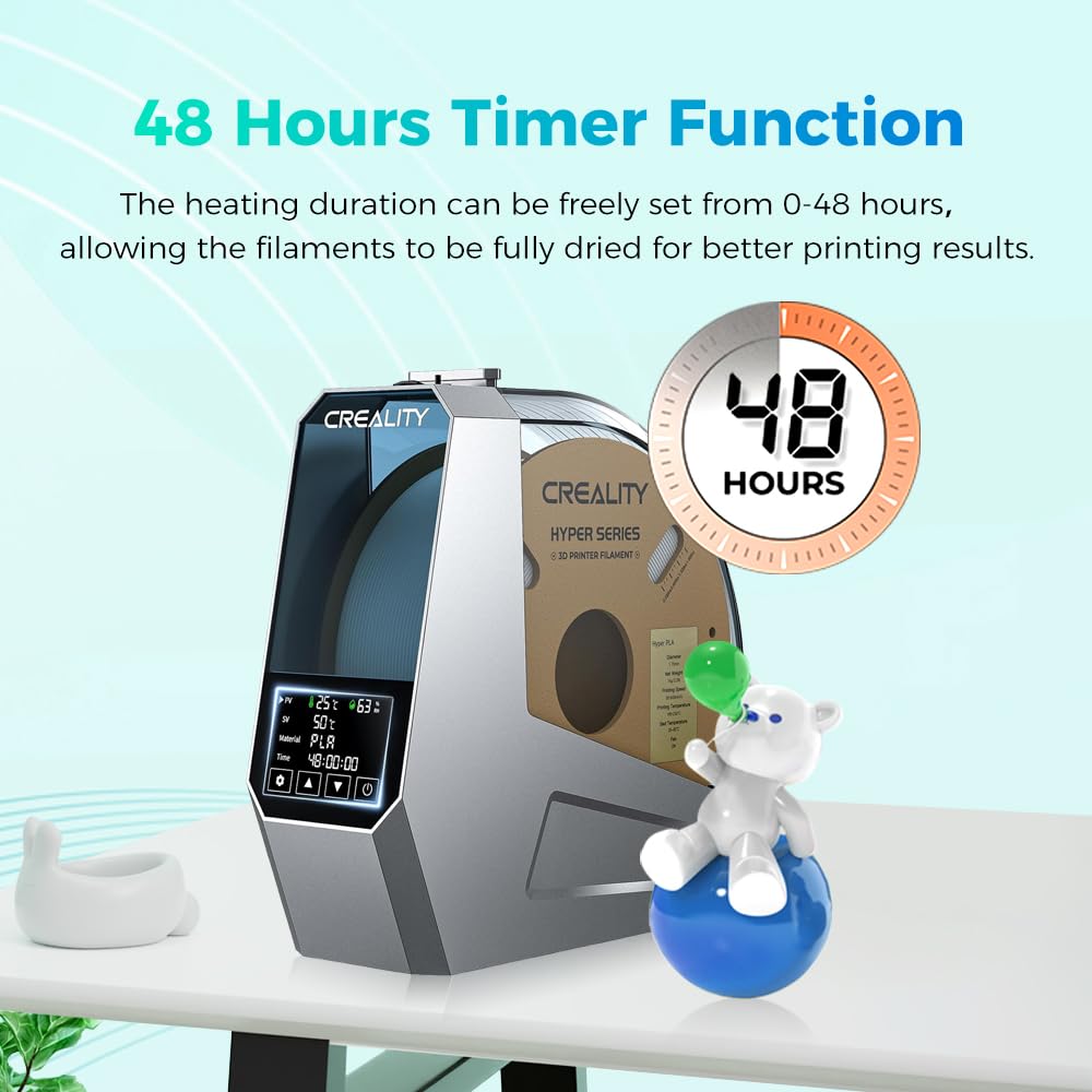 2025 Creality Filament Dryer, Space Pi Filament Dryer, 360° Fast Heating 3D Printer Filament Dry Box, Filament Storage with 110W PTC Heater LCD Touch Screen One-Key Set