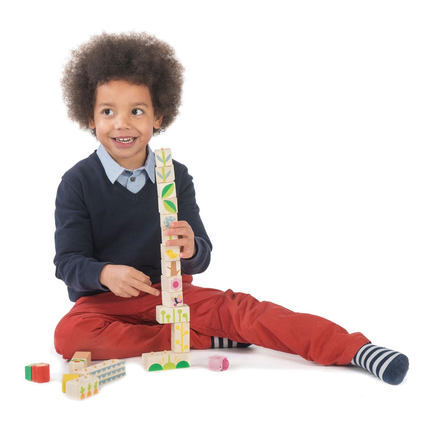 Tender Leaf Toys - Garden Blocks - Decorative Garden Graphics - Includes 25 Pieces Wooden Toy Blocks - Premium Quality Building Blocks, Strength & Creative Play - 18m+
