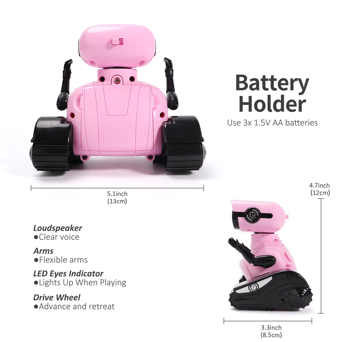 GILOBABY Kids Robot Toy, Remote Control Robot Toys, RC Robots with LED Eyes, Flexible Head & Arms, Dance Moves and Music, Birthday Gifts for Girls Ages 6+ Years (Pink)