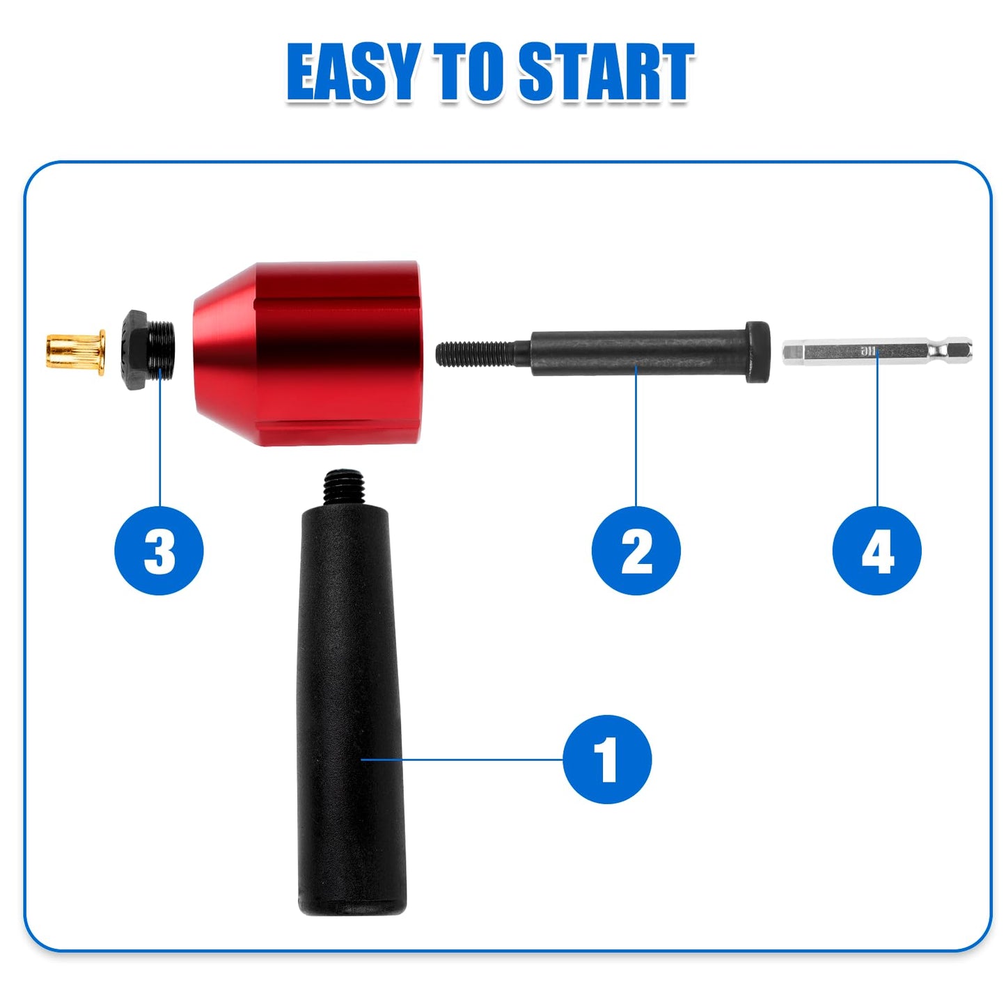 YUZES Rivet Nut Tool Adapter for Cordless Drill Electric- Newly Labor-Saving Rivet Gun Kit Professional Rivet Nut Tool kit with Carrying Case (Rivet Nut Tool-30-R1)