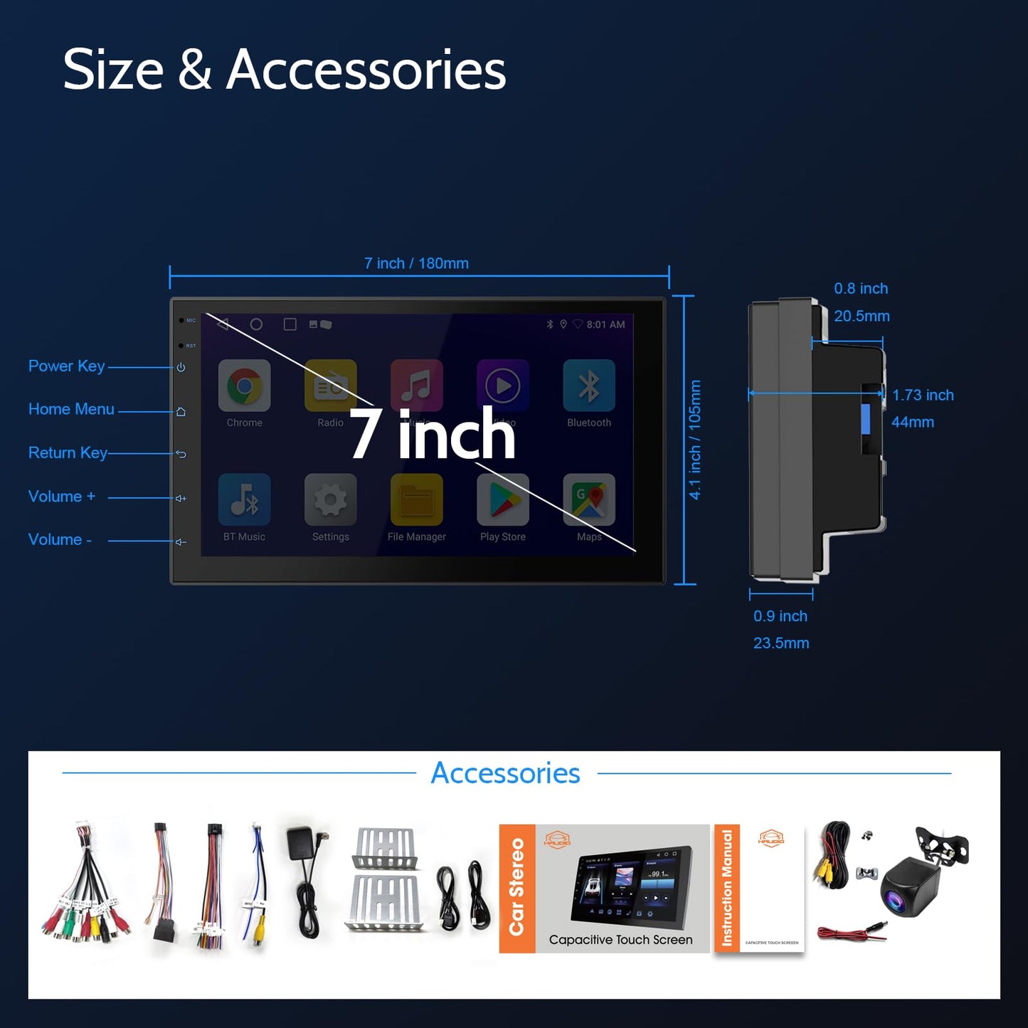 Haudio 7" Car Stereo Double Din Wireless Apple Carplay Radio Screen for Car Audio Receivers, Bluetooth 5.0 Car Play Android Auto Touchscreen, Channel RCA, Backup Camera, SWC, FM/AM|Car Audio Receivers