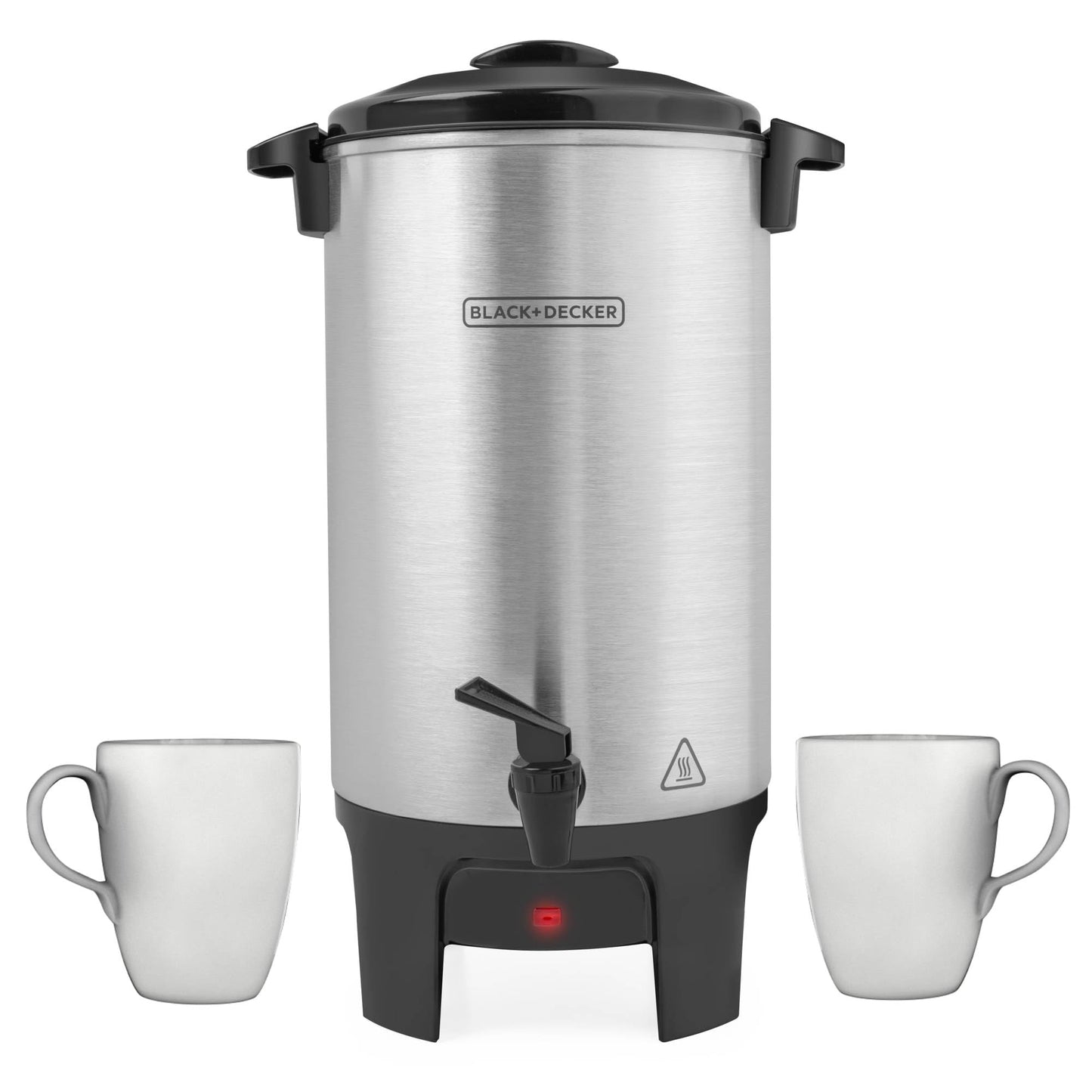 BLACK+DECKER 40 Cup Coffee Urn, Fast Brewing, Aluminum, Keep Warm Function, Heat Resistant Handles, Indicator Light