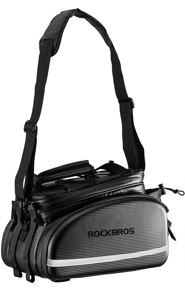 ROCKBROS Bike Rack Bag Trunk Waterproof Carbon Leather Bicycle Rear Seat Cargo Pack Pannier Handbag