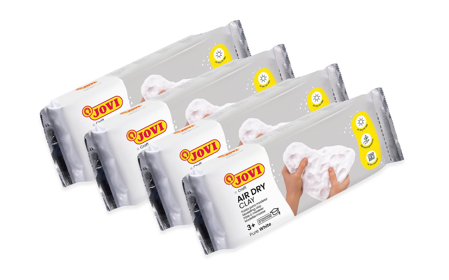 Jovi - Air Dry Modeling Clay Kit, Set of 4 Units, 2.2lb Each, 8.8lb Total, No Oven Needed, White Color, Pottery Clay Perfect for Arts and Crafts Projects (P86/4)
