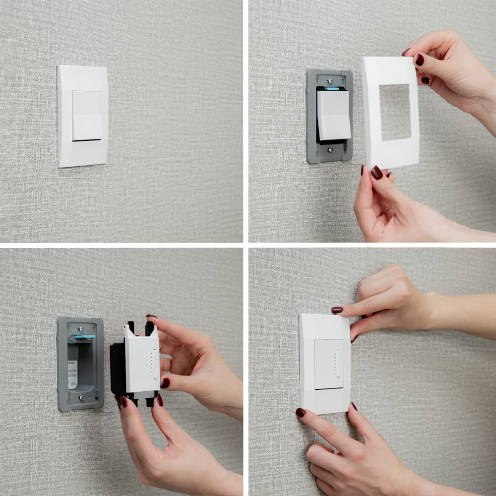 Smart Dimmer by Deako, Single-Pole, Rocker-Style Dimming, 2.4 GHz Wi-Fi, Programmable, Remote App, Voice Control w/Alexa, Google Assistant, Samsung, No Hub Required, Neutral Wire Required, White