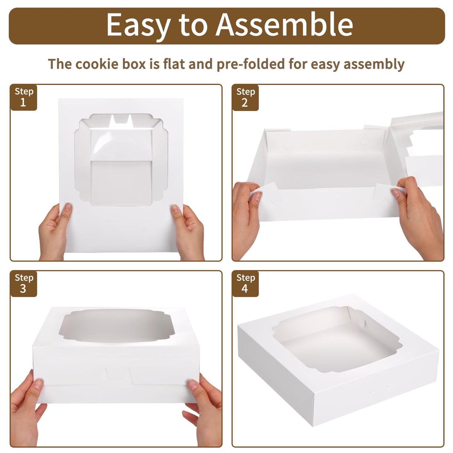 Moretoes 56pcs Pie Boxes 10x10x2.5 Inches Bakery Boxes with Window for Cookies, Pastries, Pies, Pastries, Muffins, Donuts