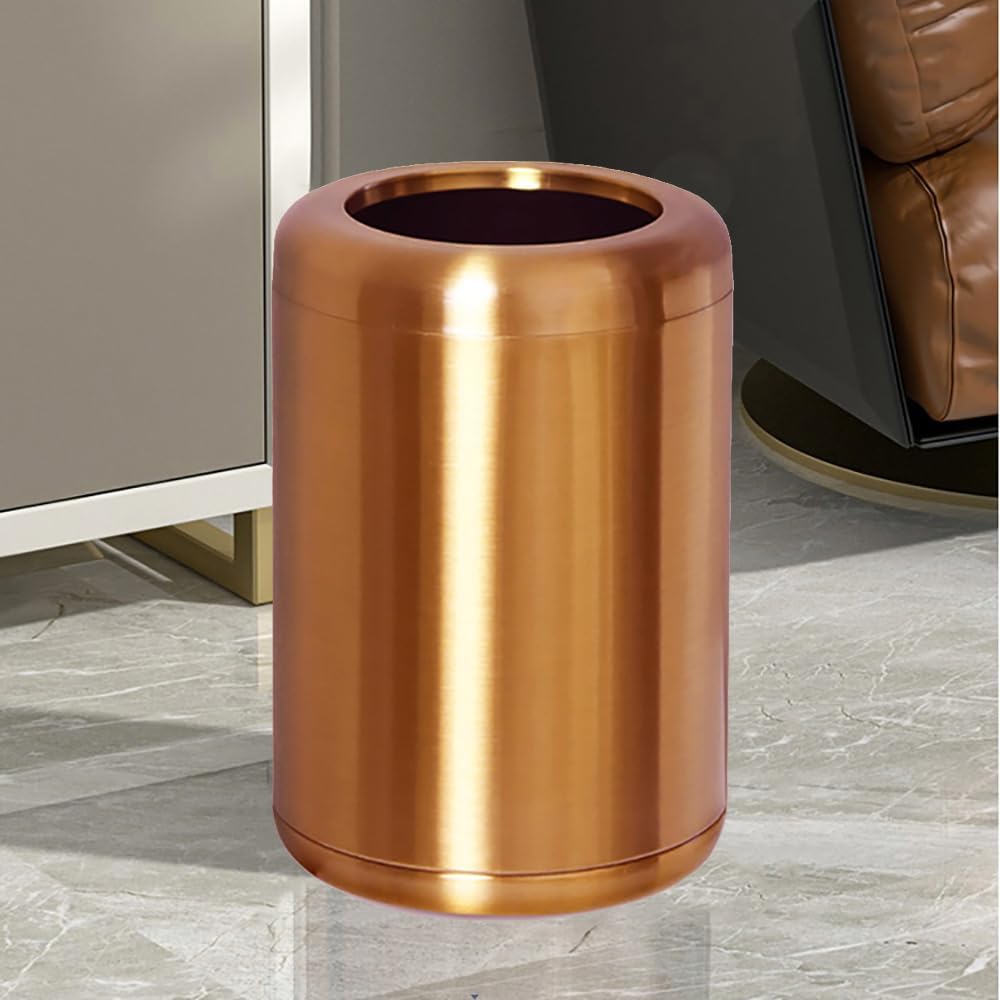 LEASYLIFE 8L/2.1gal Brushed Nickel Gold Trash Can, Rose Gold, Brass for Bathroom, Powder Room, Bedroom, Office