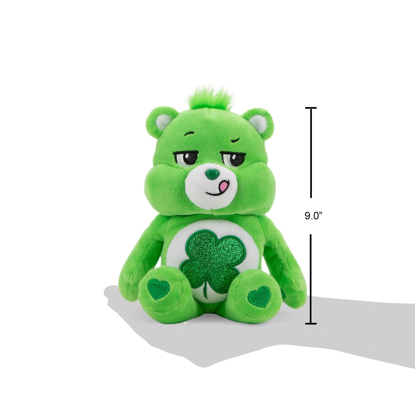 Care Bears 9" Bean Plush (Glitter Belly) - Good Luck Bear - Soft Huggable Material!