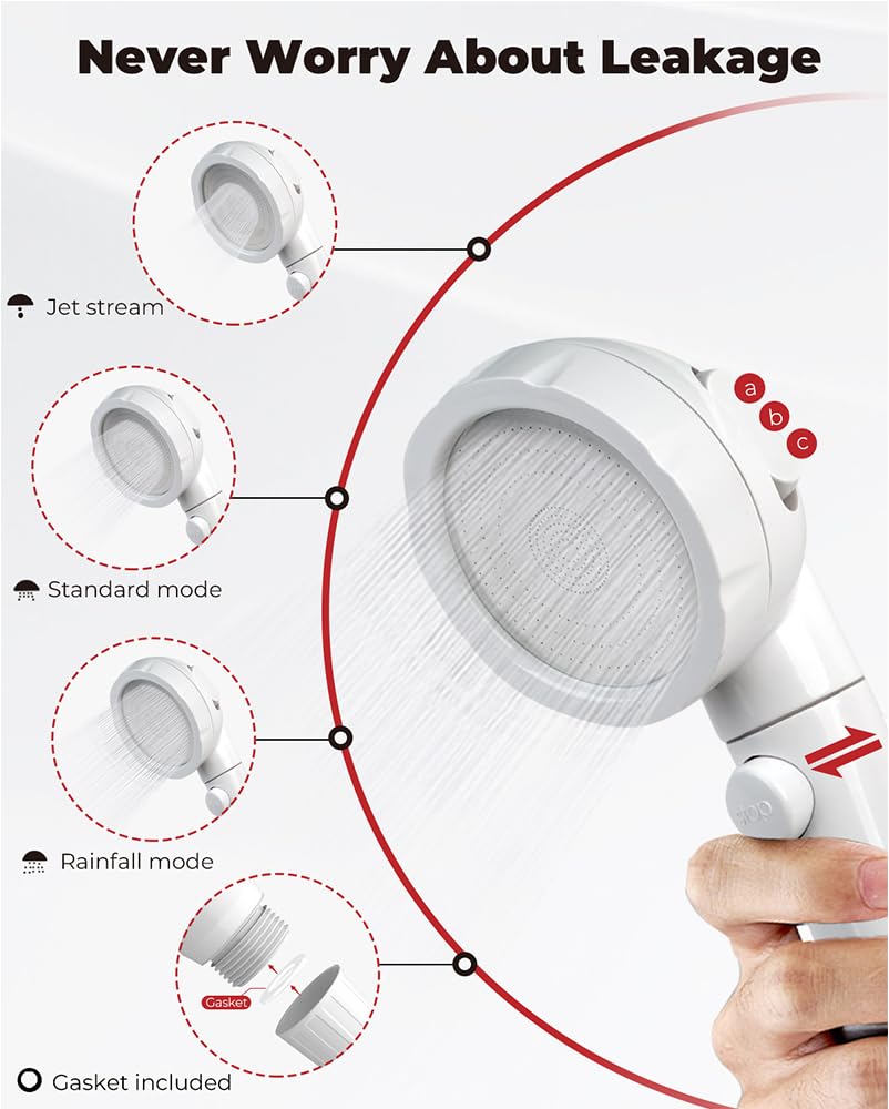 CAMPLUX Hand Held Showerhead with 11.48 FT Hose, Portable Spray Shower Head, High Pressure Shower Head with ON/Off Switch
