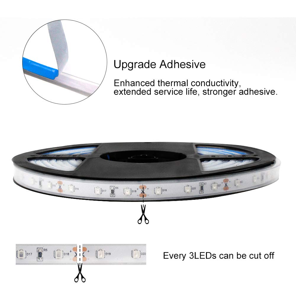 360DigitalSignage 5M/16.4ft SMD3528 300LEDs Near Infrared 850nm NIR Single Chip DC12V 24W Flexible IR LED Strips Light IP67 Waterproof 8mm Wide 60LEDs/M 4.8W/M Light Strip