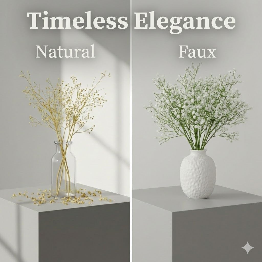 Sukh 30 Babys Breath Artificial Flowers - White Fake Flowers Baby's Breath Gypsophila Realistic Bouquet Flores Artificiales para Decoracion Plants for Wedding Table Centerpieces, Home Decoration