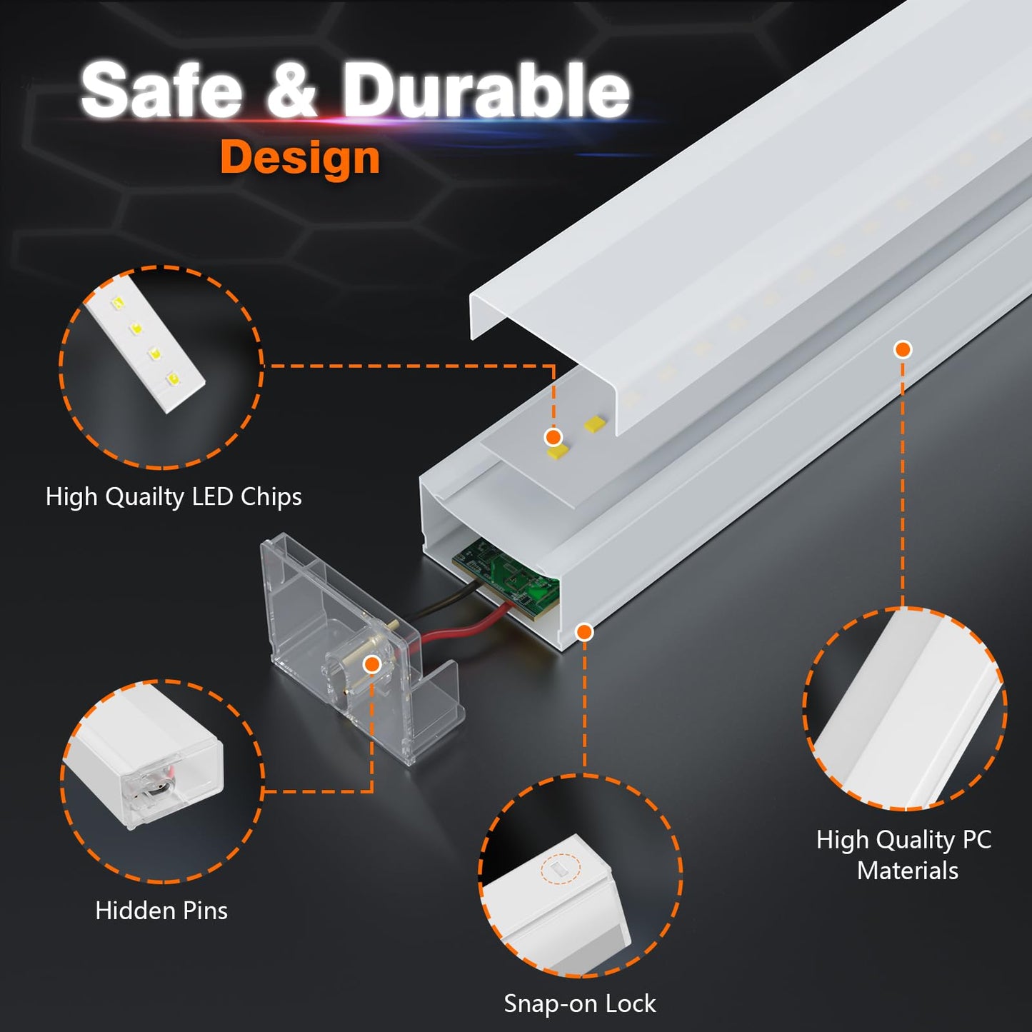 Litezone Hexagon Garage Lights : 3 Level Dimmable 168W Tube 5 Grids Hexagon LED Lights - Easy Install 6500K Super Bright Hex Lights for Garage, Home Gym, Shop, Workshop, Basement, Studio