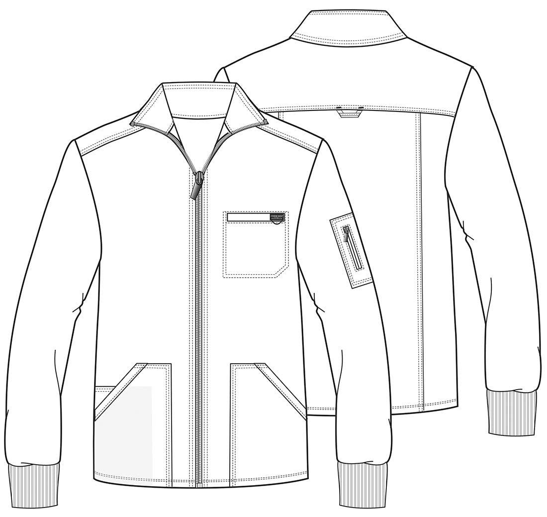 Cherokee Men Warm up Scrub Jacket with Zip Front WW320, M, Black