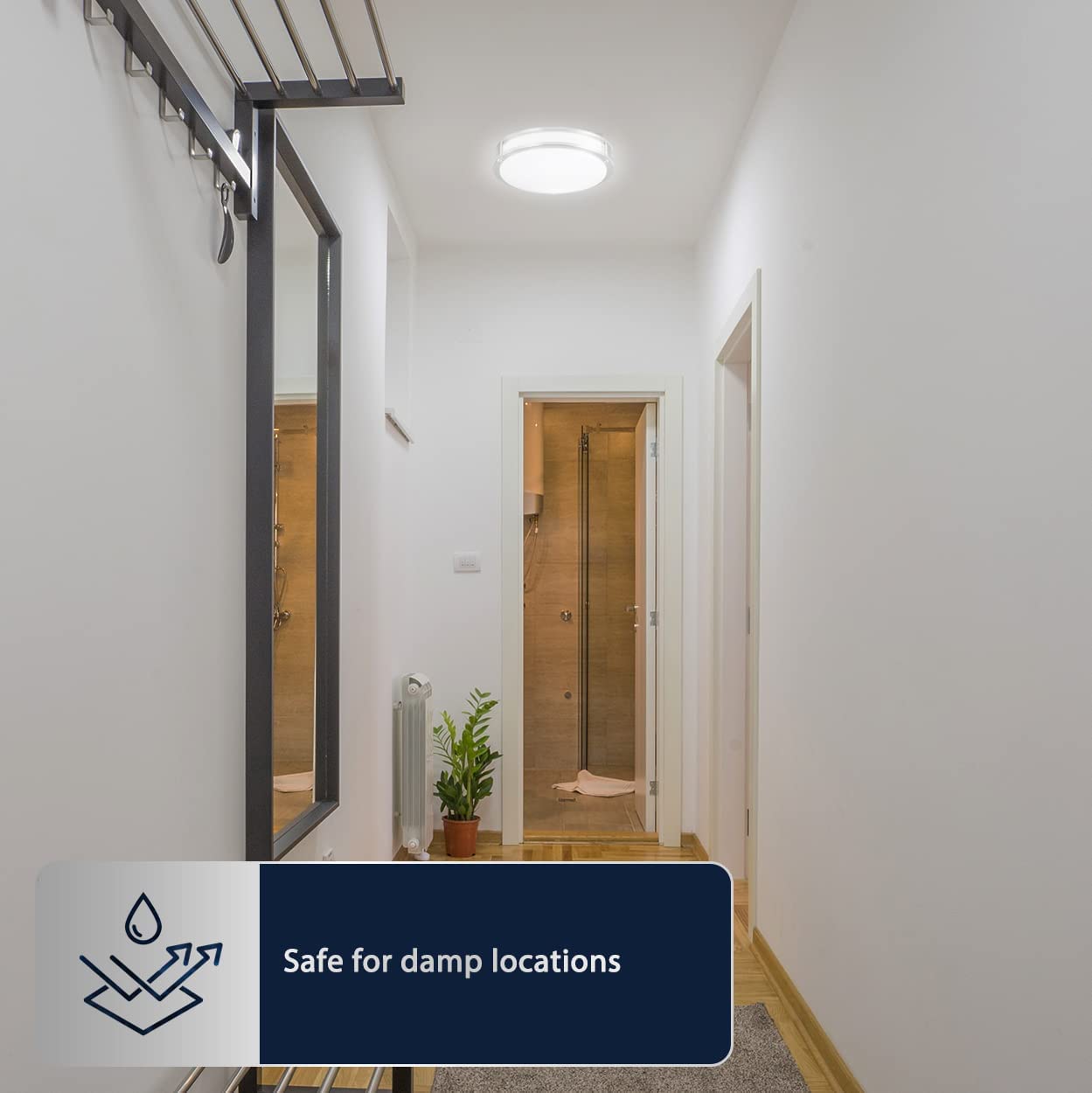 Lunabode LED Dimmable LED Light, Double Ring, Hallway Light Fixtures Ceiling, Bedroom Lights, Closet Lights, Kitchen Lights, 22W (100W Eq), 1800lm, 5CCT, Brushed Nickel, ETL (14", 5 CCT)