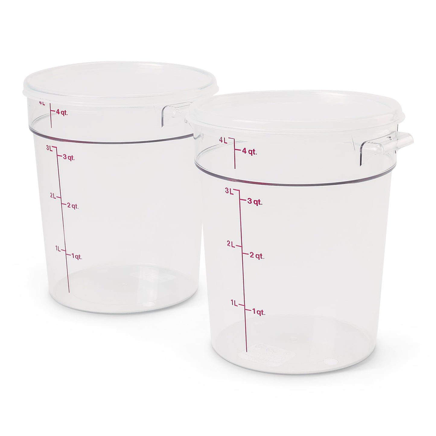 Cambro Food Storage Container with Lid (2 Pack) - Round Series - 4 QT (Quart) - Commercial Grade for Food Prep (Clear)