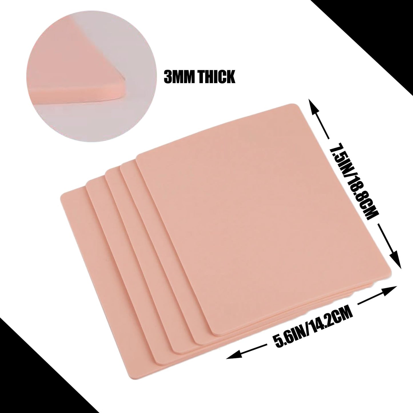 3MM Tattoo Practice Skin - Beoncall 20pcs Thick Fake Skin 8x6'' Blank Practice Skin for Tattoo supply