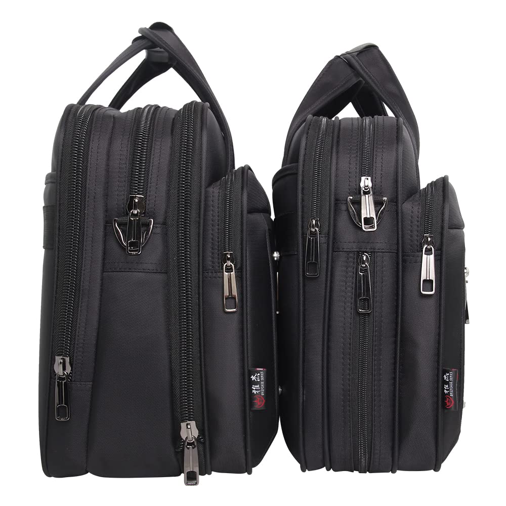 Large Briefcases For Men Canvas Tote Bag Laptop Case 19 Inch Computer Bag Work Bags Business Mens Bag Office Carrying Cases Messenger Bag Book Bag Black (X-Large Size