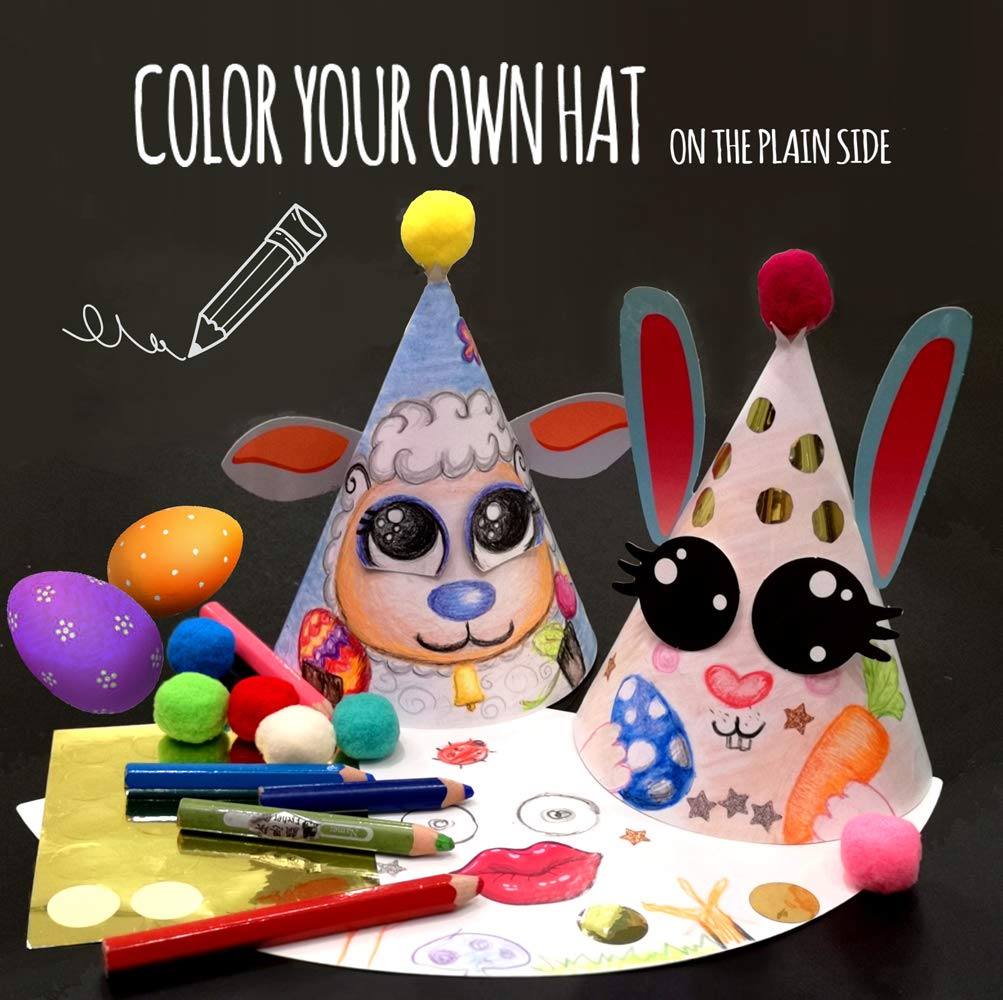 24 Pcs Party Hats Birthday Activity Kit with Stickers. Kids Fun Arts & Crafts, Party Favor, Game Supplies, Christmas Decors