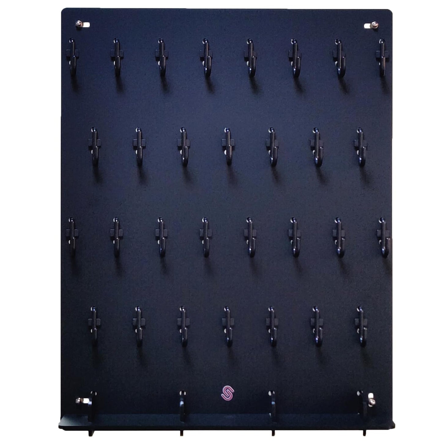 PROSPACE P0004 Acrylic Key Hooks Upgrade Thick Buckle 14 3/4ʺW x 18 3/4ʺL Wall-Mounted Key Hanging Board with 30 Hooks for Garage, Car Dealer, Office, Hotel, Real Estate (Matte Black with Pallet)