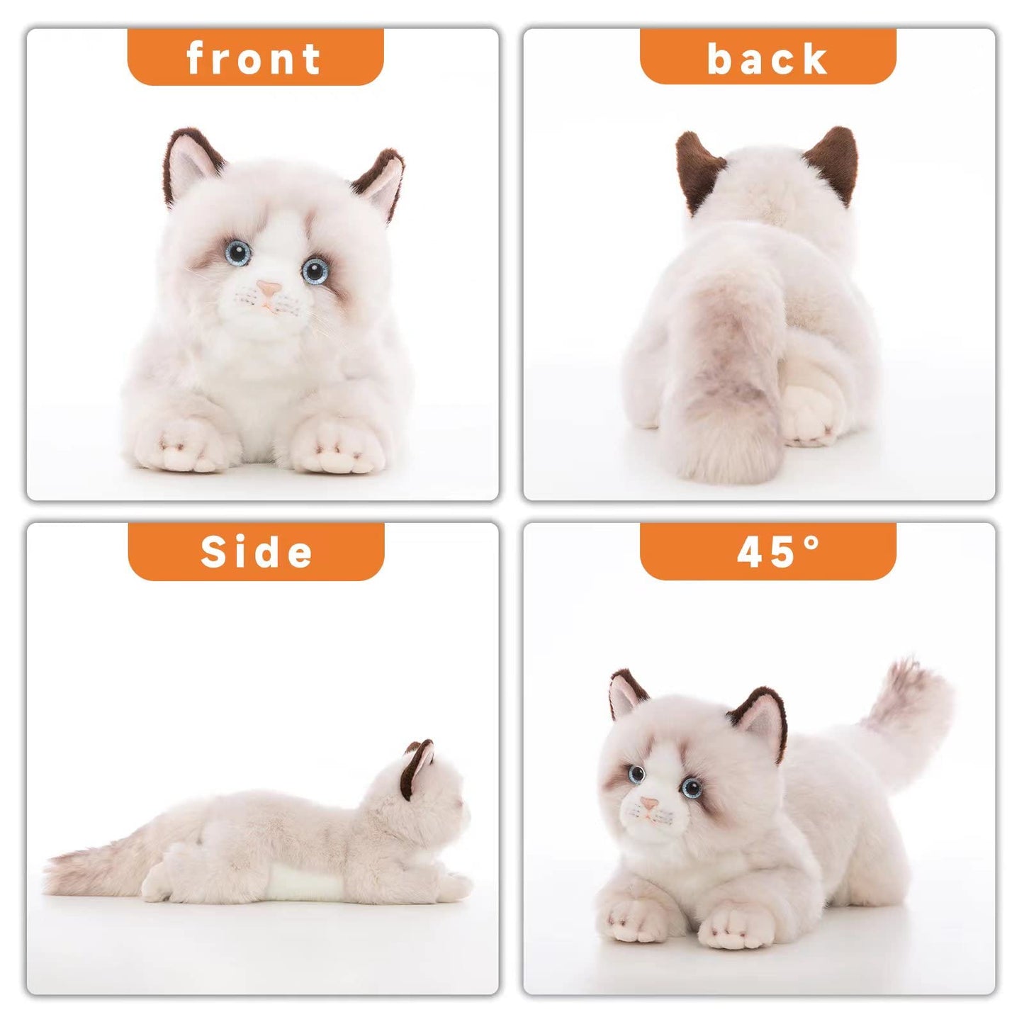 CU-MATE 20'' Gray Ragdoll Cat Stuffed Animal Toys Dolls,Cute Handmade Plush Toy Ann Baker Cat Birthday Gifts Present for Boys and Girls