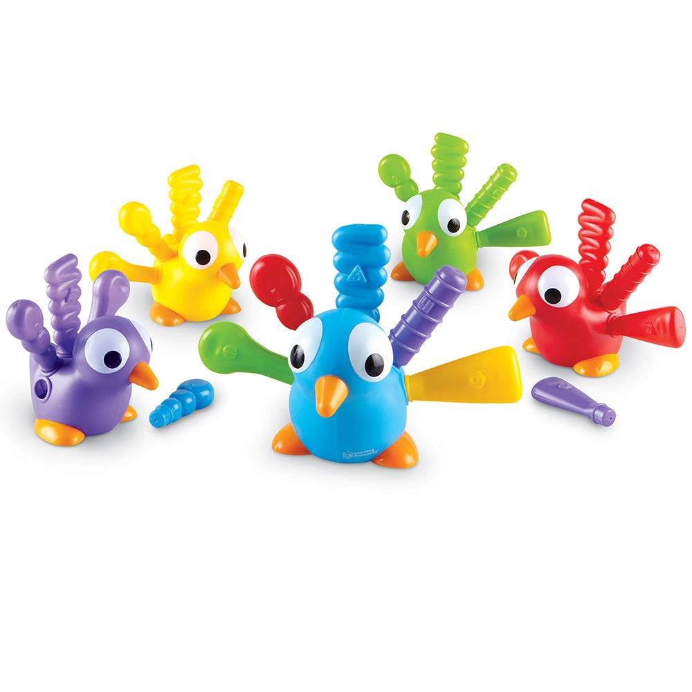Learning Resources Fine Motor Peakcock Pals, Fine Motor Toy, Set of 4, Ages 2+