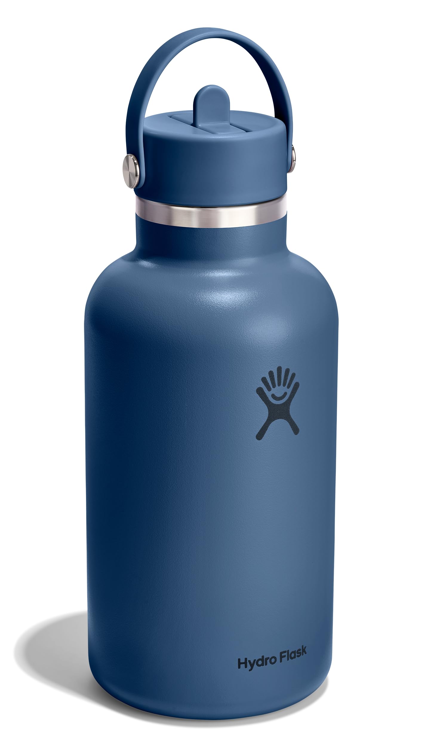 Hydro Flask Water Bottle - Insulated Stainless Steel - Wide Straw Lid, Non Spill, Leakproof in 64 Oz Harbor Blue