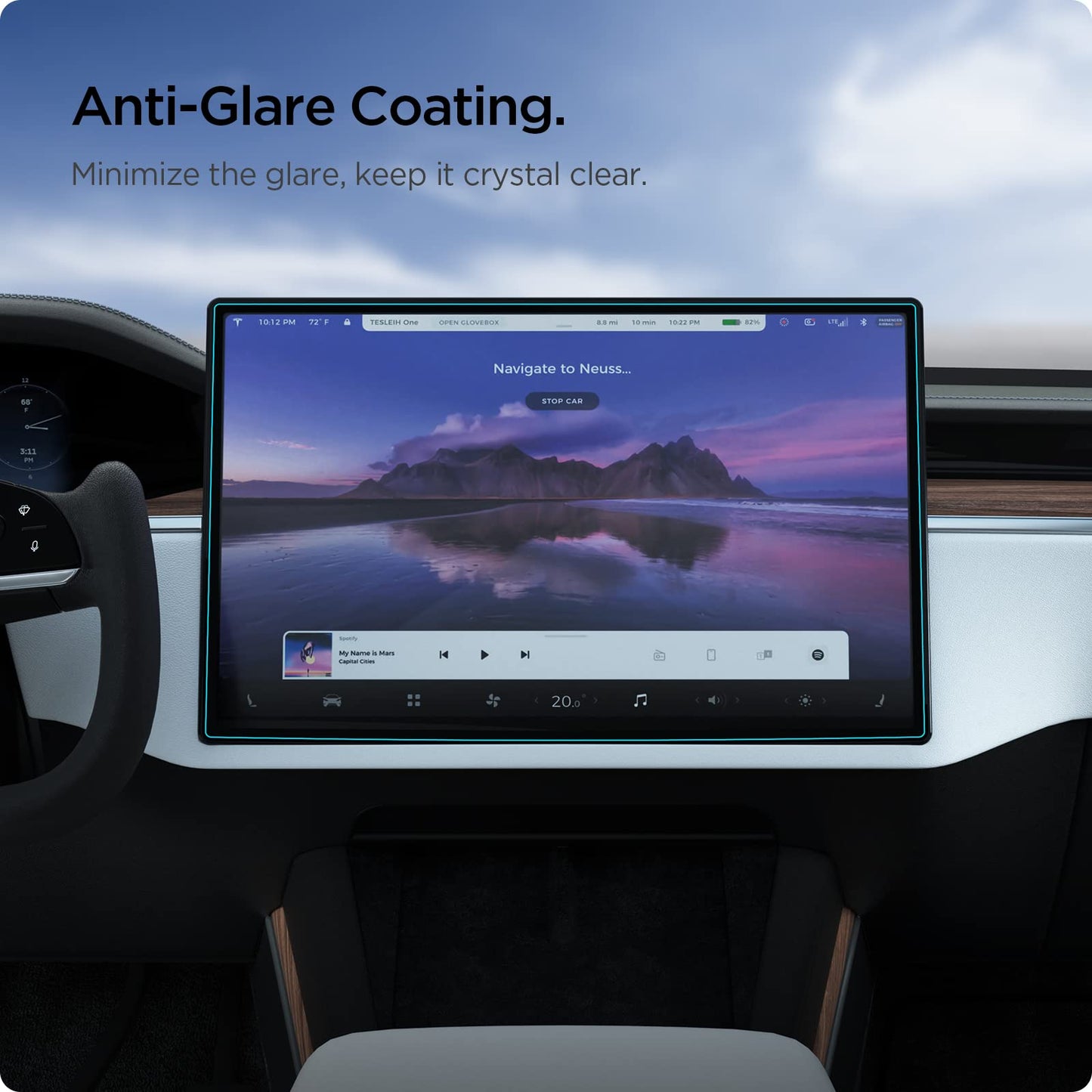 Spigen Tempered Glass Screen Protector [GlasTR EZ FIT] Designed for Tesla Model S (2025-2021), Tesla Model X (2025-2022) 17 inch Dashboard Touchscreen - Matte/Anti Fingerprint