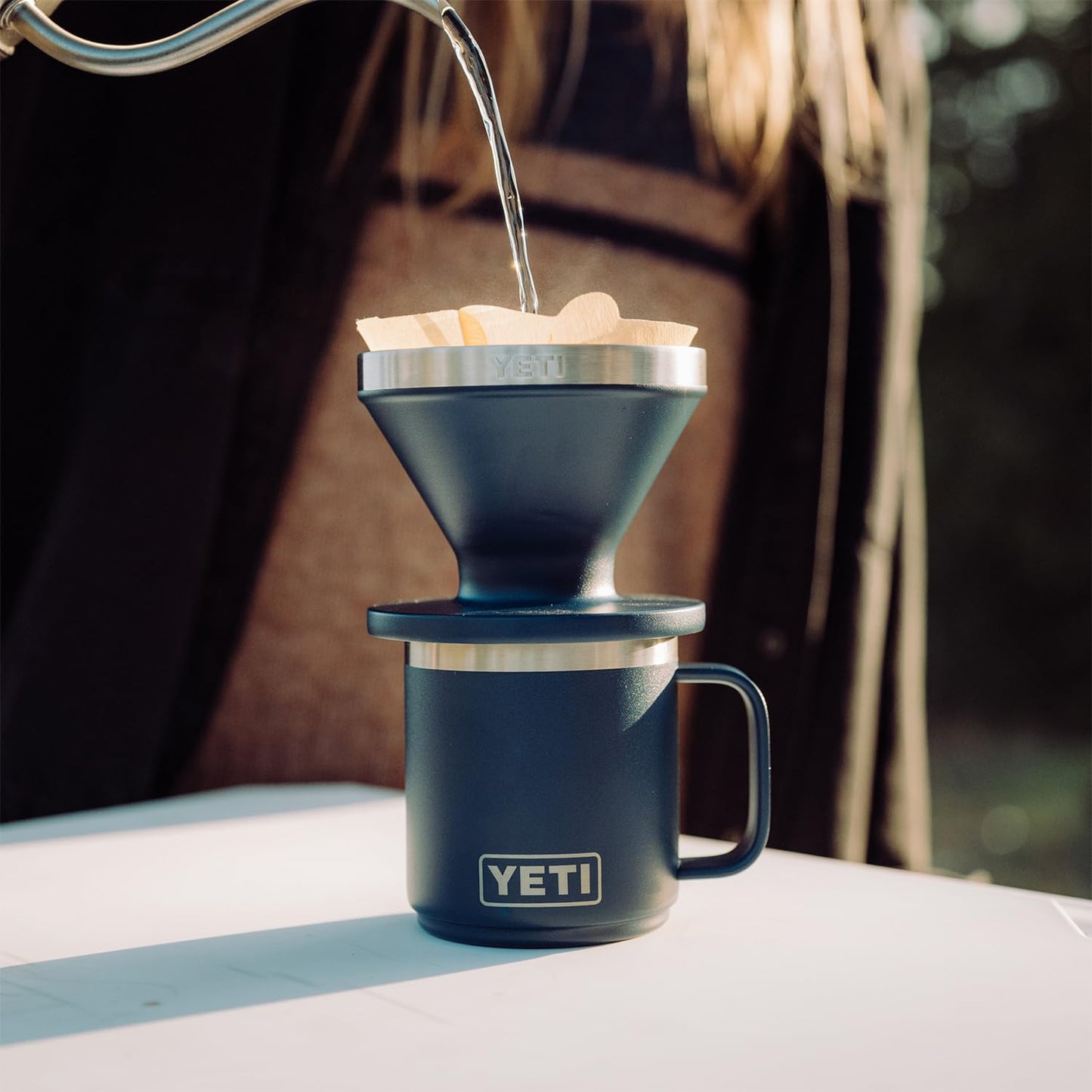 YETI Rambler 10 oz Ceramic Lined Stackable Mug, Vacuum Insulated, Stainless Steel with MagSlider Lid, Navy
