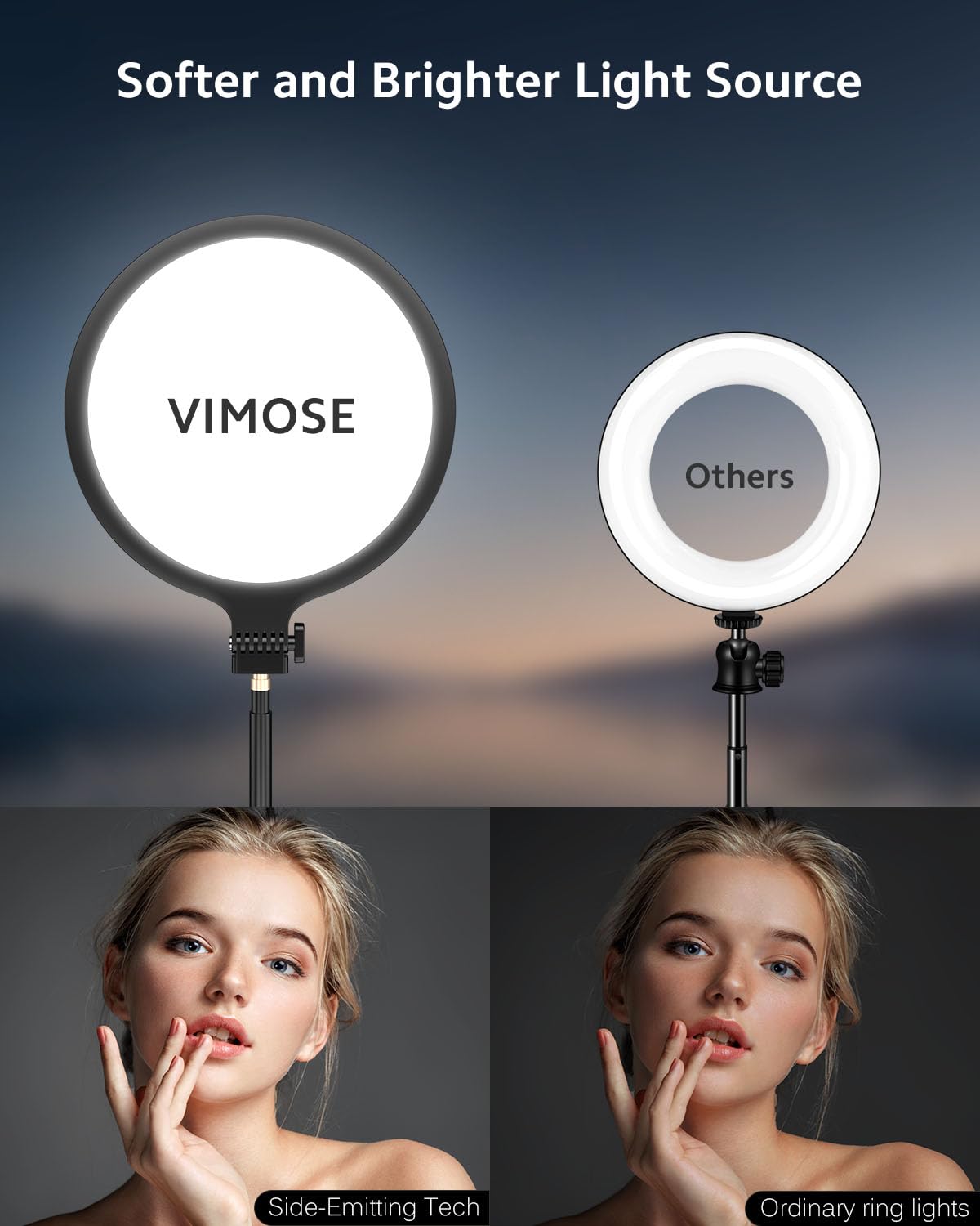 Ring Light with Stand for Zoom Meetings, 360° Rotate 10.5" Zoom Lighting for Computer Video Conference Light Desk Light, LED Full-Screen Zoom Light with Phone Holder for Live Streaming, Video Call