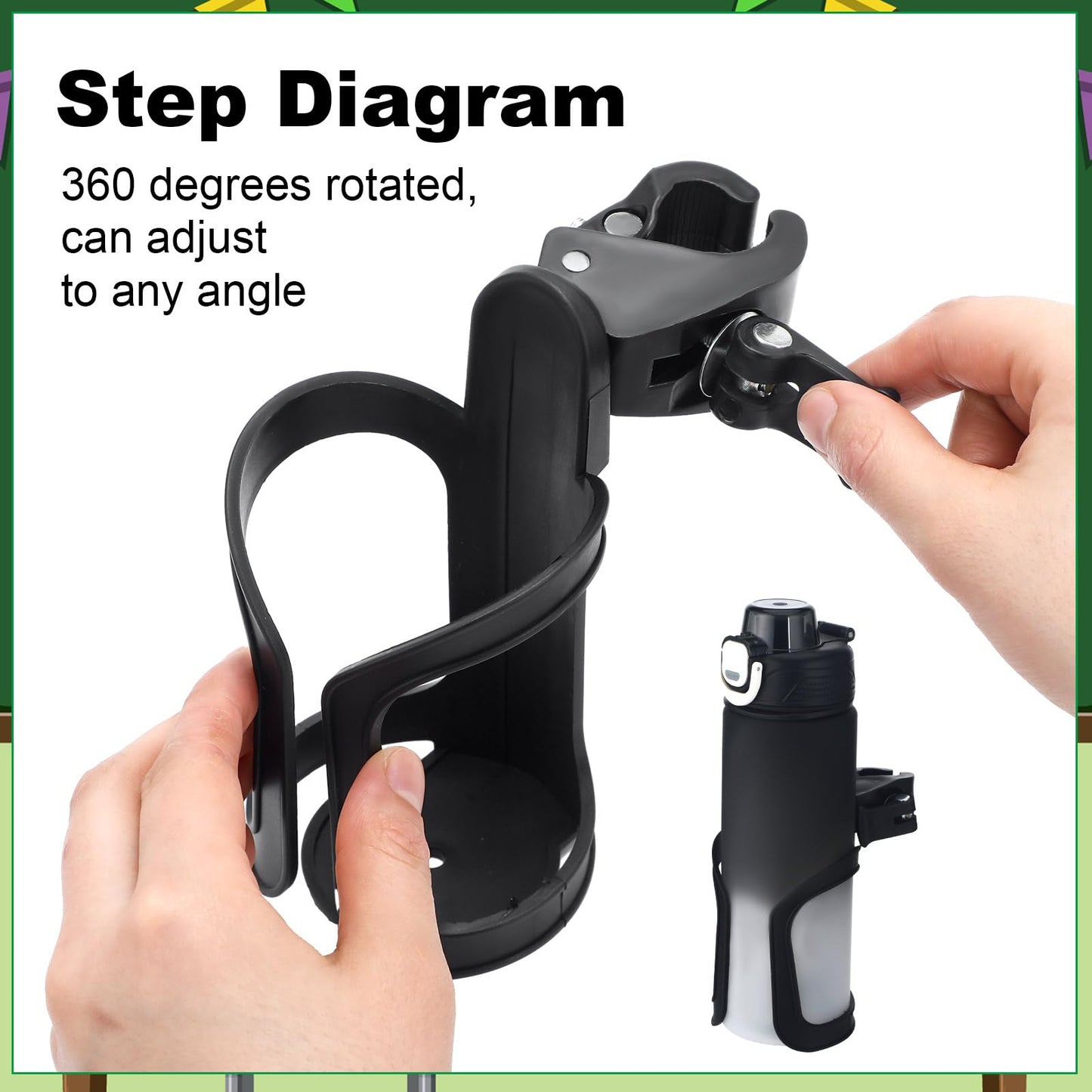 Reallnaive 24 Pcs Water Bottle Holder for Classroom Desk Cupholder Back to School Gift for Student Anti-Spill 360° Rotating Water Bottle Holder for Desk Chair to Hold Coffee Cup for Office Classroom