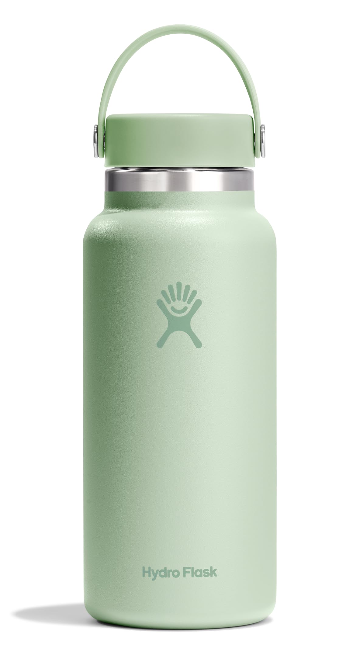 Hydro Flask Water Bottle - Insulated Stainless Steel - Wide Mouth Flex Lid, Non Spill, Leakproof and Refillable in 32 Oz Aloe Green